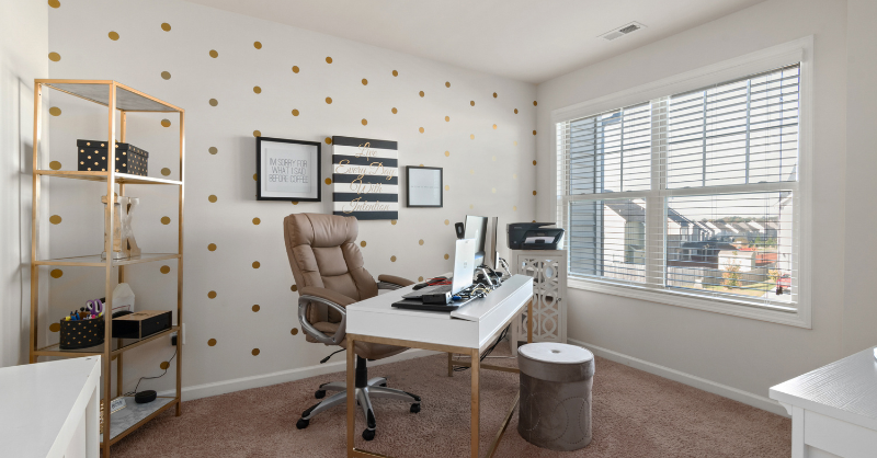 Polka dot wallpaper in an office in Omaha, NE.